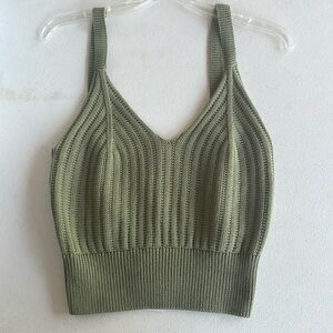 Green knit tank top